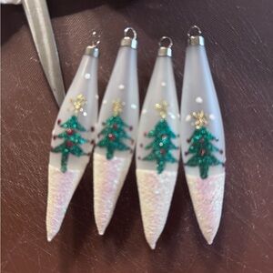 Hand Painted Vintage Christmas Tree Ornaments Set of 4